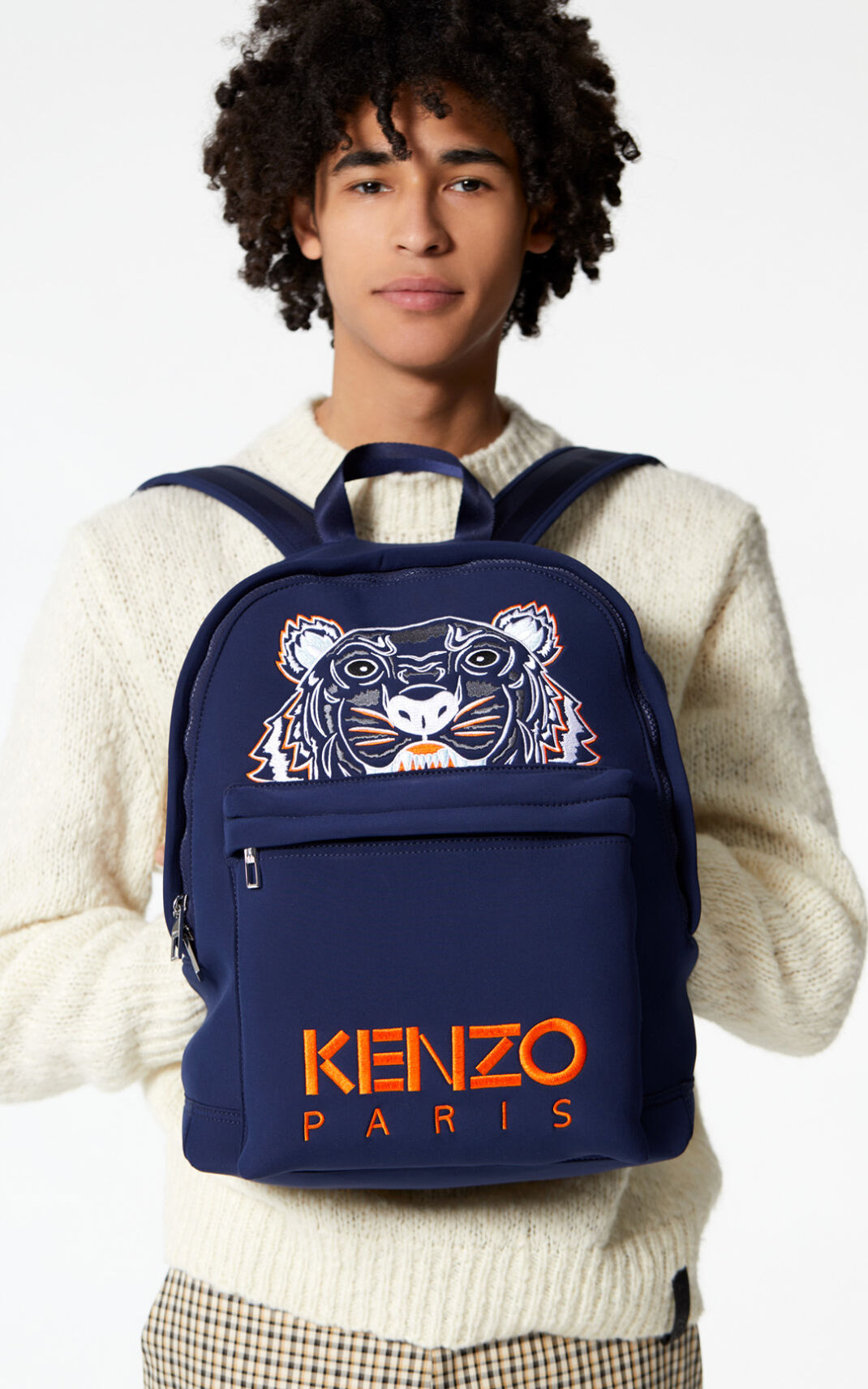 Sac À Dos Kenzo Homme Large Neoprene Tiger Bleu Marine Bleu MSYKX-6103